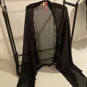 Black  chiffon with fringe coverup for swim or dress